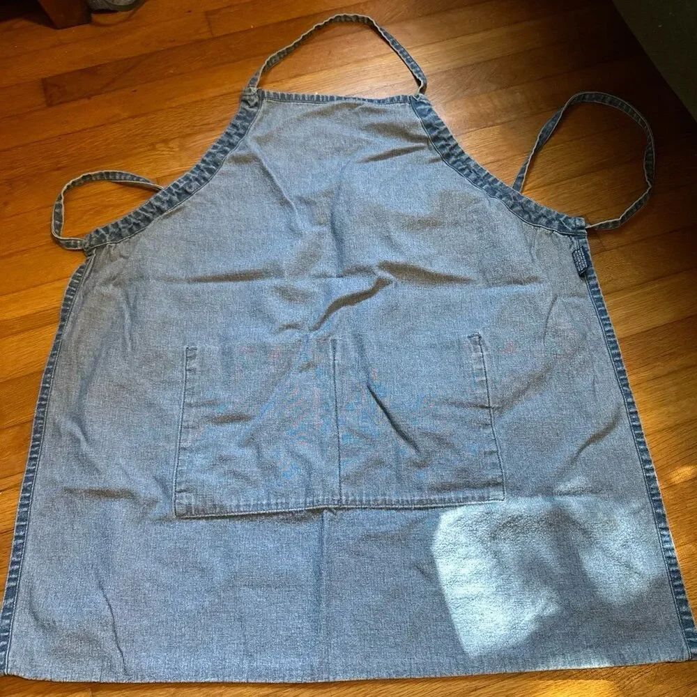 Pampered Chef Denim Two-Pocket Consultant Blue Jeans Baking Apron One Size